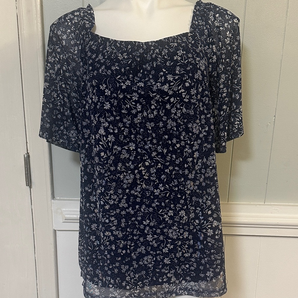 Papermoon Navy Blue Floral Blouse